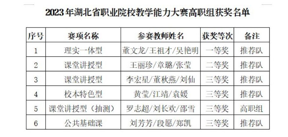 湖北省教师教学能力大赛一等奖